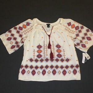 NWT- New Direction Boho Peasant Blouse Top Size L